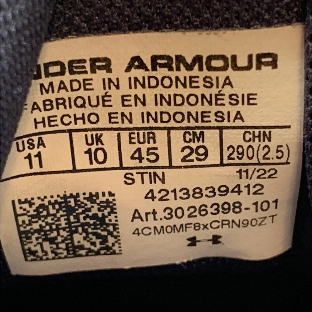 Under Armour Charged Draw 2‎ Gray Golf Cleats 3026398-101 Men's Sz 11